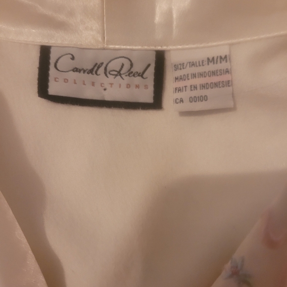 Carroll Reed White Satin 2 Piece Pajama Set with Pink Trim M - Picture 9 of 9